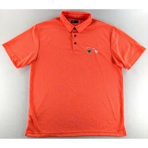 Links Edition Hawaii 99 Golf Polo Shirt Mens Large Orange Micro Stripe